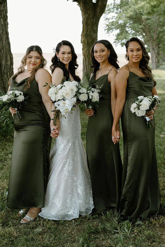 Bridesmaid Dresses Silk Satin Cowl Neck