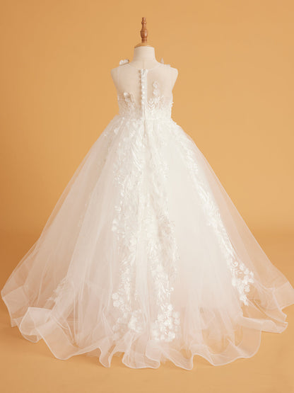 Lace Tulle Sweep Train Ivory Dress (2003227822)