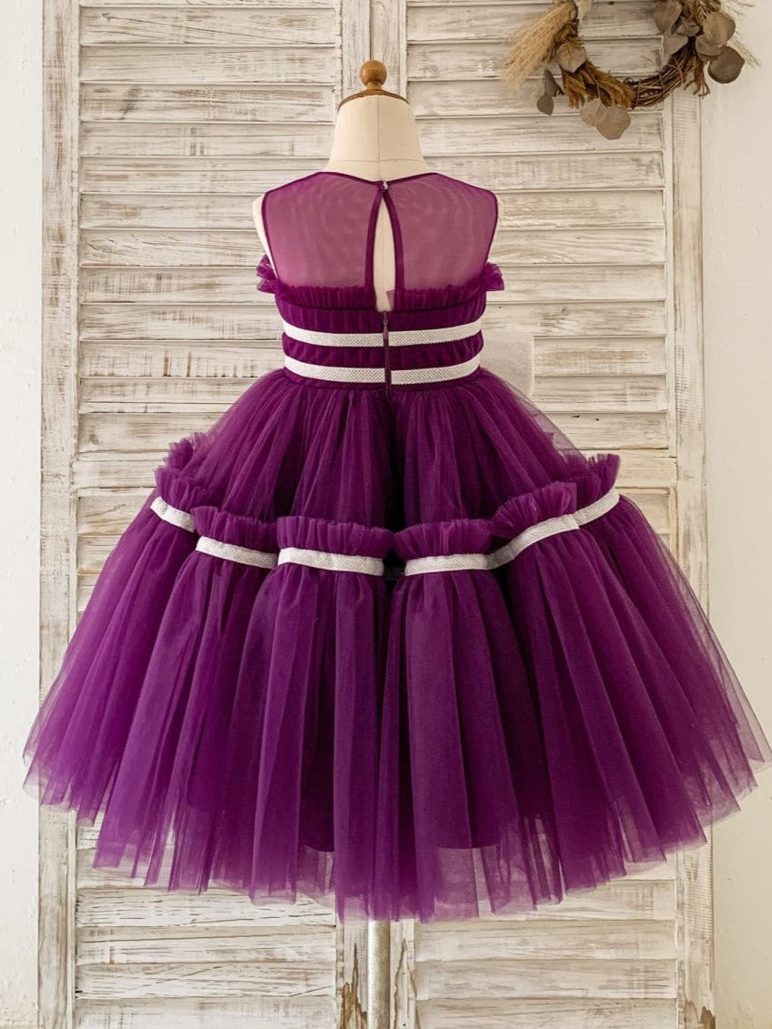 Tulle Tea-length Purple Dress (2003227603)