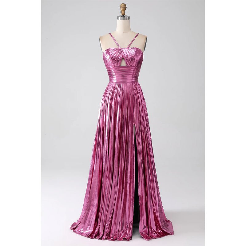 NumberSea - Attractive A - line Spaghetti Straps Pleast Long Formal Evening Gowns