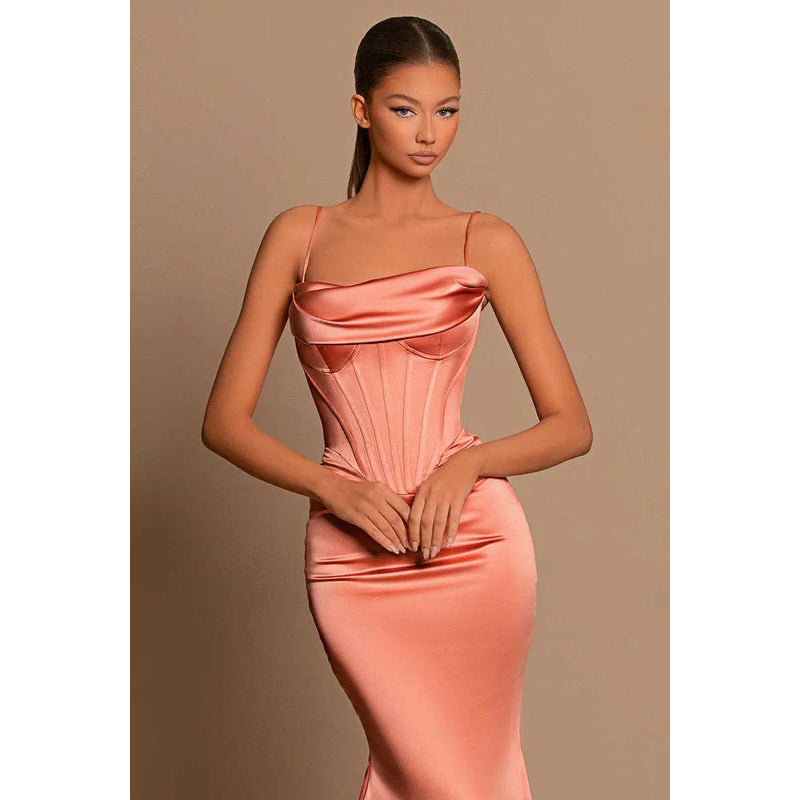 Spaghetti Straps Mermaid Long Prom Evening Formal Dress