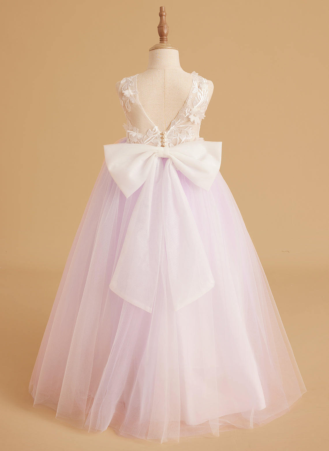 Dream Princess Sleeveless Lace and Tulle with Beading Flower Girl Dress