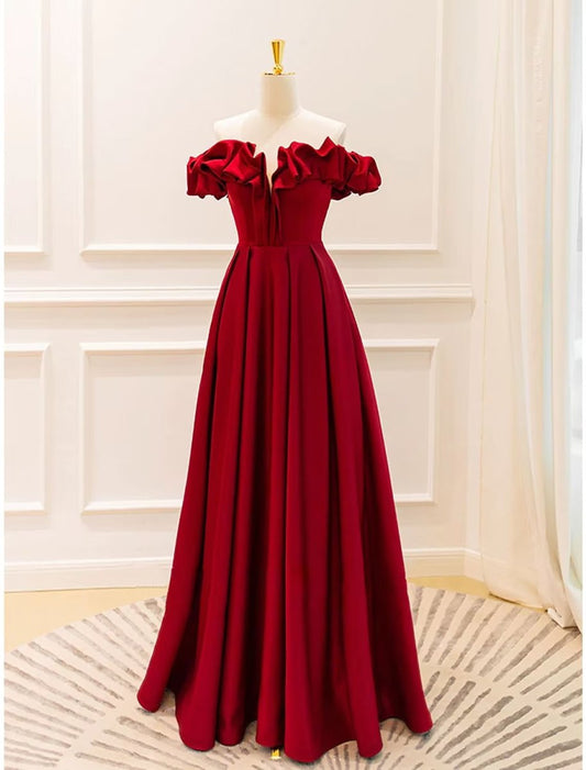 NumberSea - Ball Gown A - Line Evening Gown Empire Dress Prom Floor Length Sleeveless V Neck Jersey with Pleats Strappy