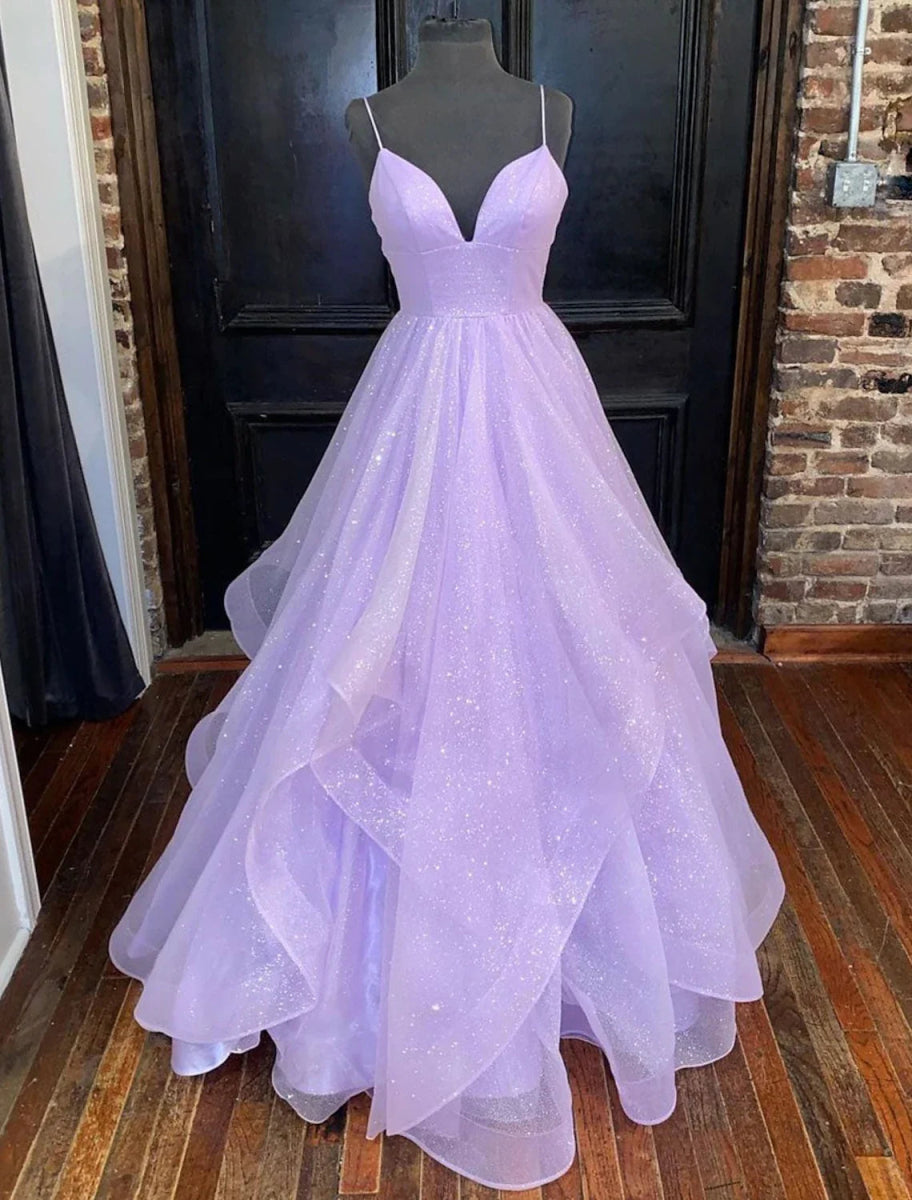 NumberSea - Ball Gown A - Line Prom Dresses Sparkle & Shine Dress Formal Floor Length Sleeveless Sweetheart Tulle Backless with Pleats Ruffles