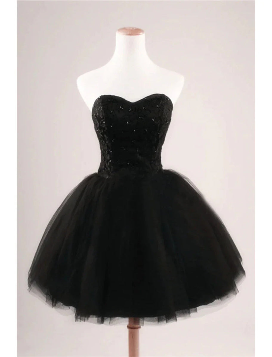 NumberSea - Ball Gown Cocktail Dresses Party Dress Graduation Knee Length Sleeveless Sweetheart Tulle with Pleats Beading