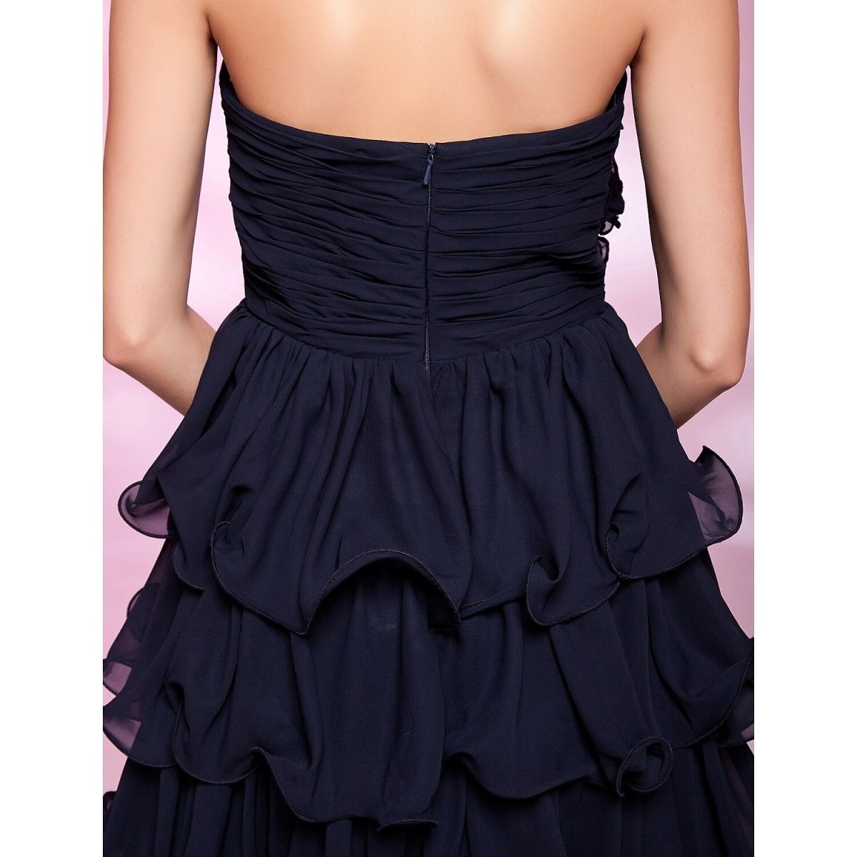 NumberSea - Ball Gown Dress Homecoming Knee Length Sleeveless Strapless Chiffon with Ruched Draping Flower