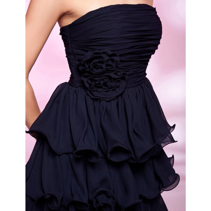 NumberSea - Ball Gown Dress Homecoming Knee Length Sleeveless Strapless Chiffon with Ruched Draping Flower