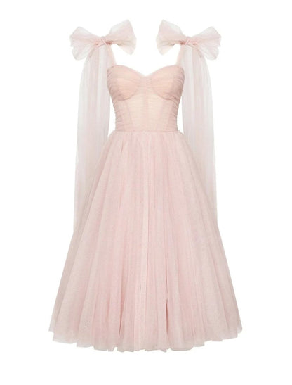 NumberSea - Ball Gown Homecoming Dresses Corsets Dress Cocktail Party Tea Length Sleeveless Square Neck Tulle with Glitter