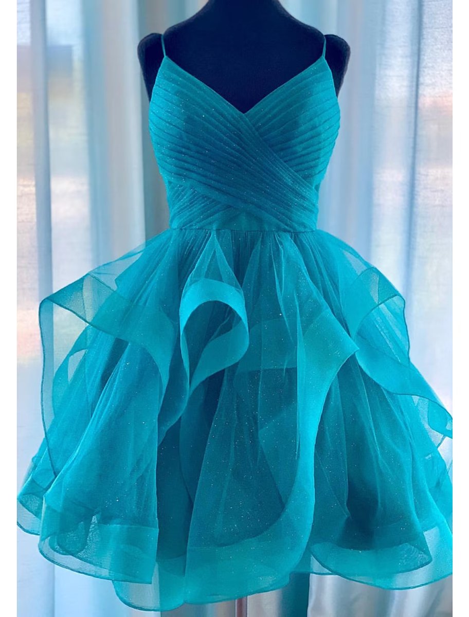 NumberSea - Ball Gown Homecoming Dresses Glittering Dress Party Wear Short / Mini Sleeveless Spaghetti Strap Tulle with Glitter