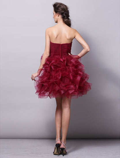 NumberSea - Ball Gown Hot Homecoming Cocktail Party Valentine's Day Dress Strapless Sleeveless Short / Mini Tulle with Ruched Tier