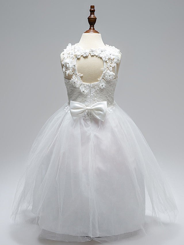 NumberSea - Ball Gown Lace Tulle Sleeveless Jewel Neck First Communion Long Flower Girl Dresses