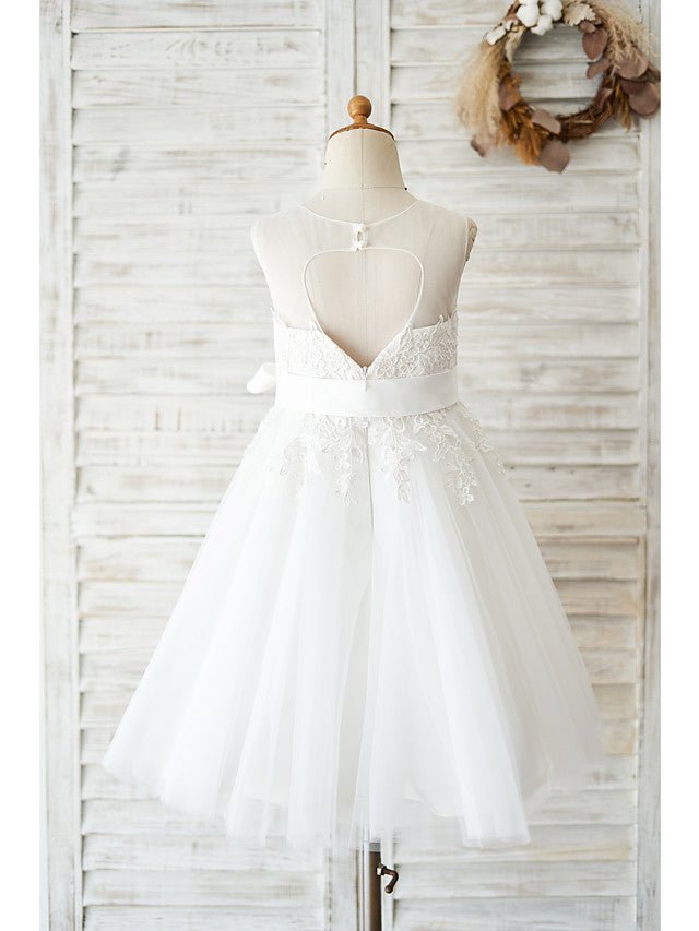 NumberSea - Ball Gown Lace Tulle Sleeveless Jewel Neck Wedding Birthday Flower Girl Dresses