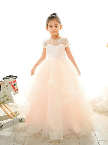 NumberSea - Ball Gown Lace Tulle Wedding Birthday Pageant Flower Girl Dresses