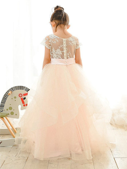 NumberSea - Ball Gown Lace Tulle Wedding Birthday Pageant Flower Girl Dresses