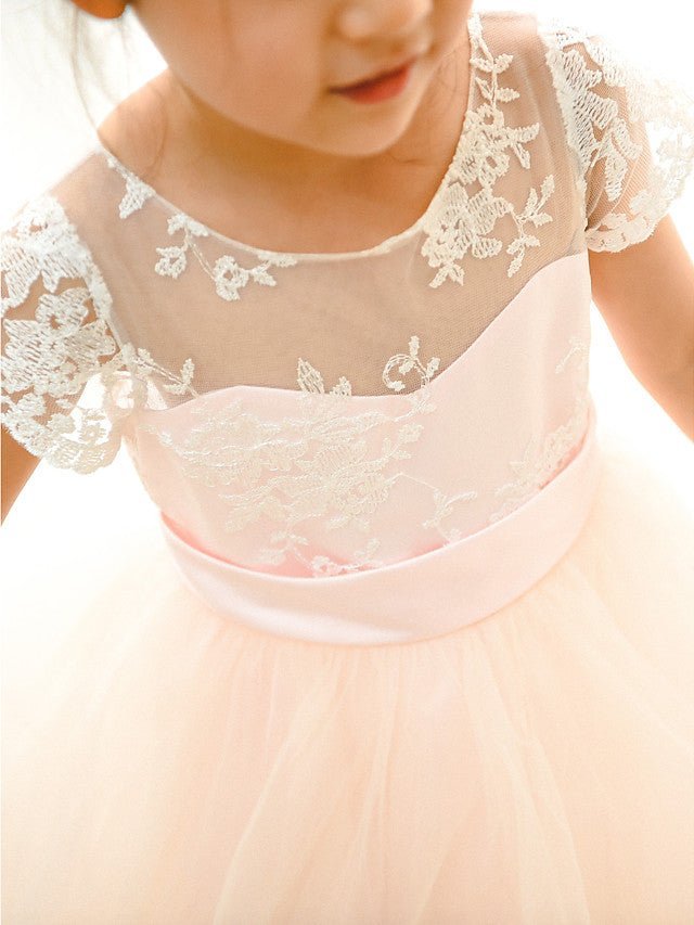 NumberSea - Ball Gown Lace Tulle Wedding Birthday Pageant Flower Girl Dresses