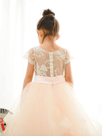 NumberSea - Ball Gown Lace Tulle Wedding Birthday Pageant Flower Girl Dresses