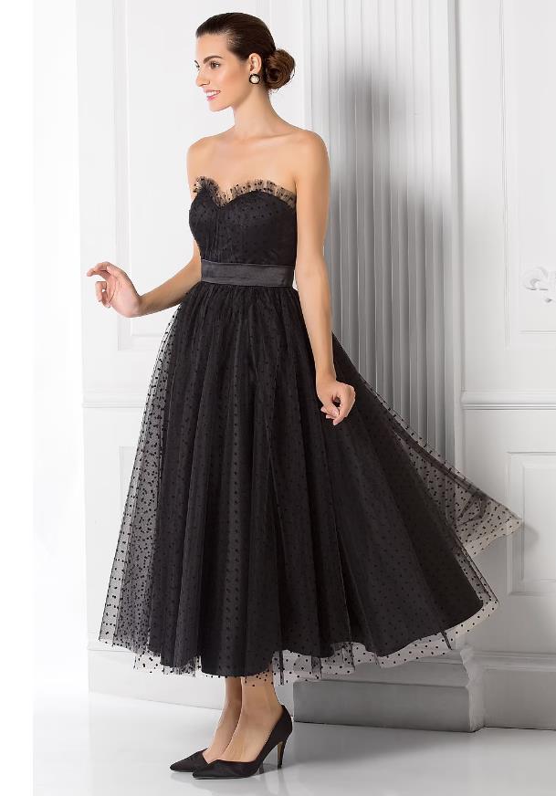 NumberSea - Ball Gown Little Black Dress Dress Holiday Tea Length Sleeveless Sweetheart Tulle with Sash / Ribbon