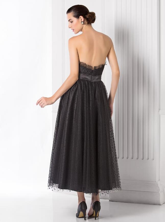 NumberSea - Ball Gown Little Black Dress Dress Holiday Tea Length Sleeveless Sweetheart Tulle with Sash / Ribbon