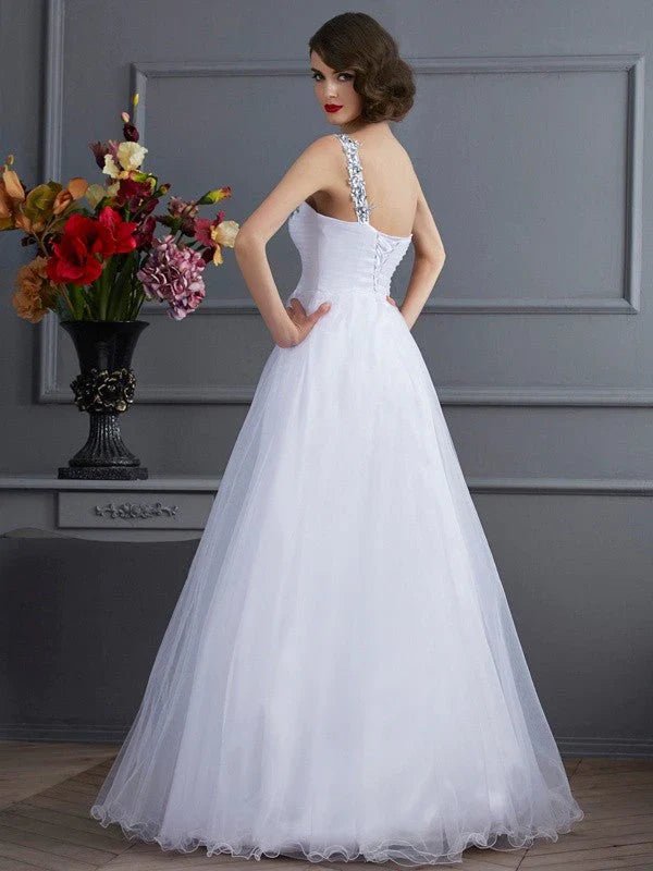 NumberSea - Ball Gown One - Shoulder Sleeveless Beading Long Elastic Woven Satin Quinceanera Dresses