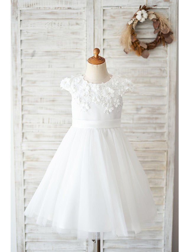 NumberSea - Ball Gown Satin Tulle Wedding Birthday Flower Girl Dresses