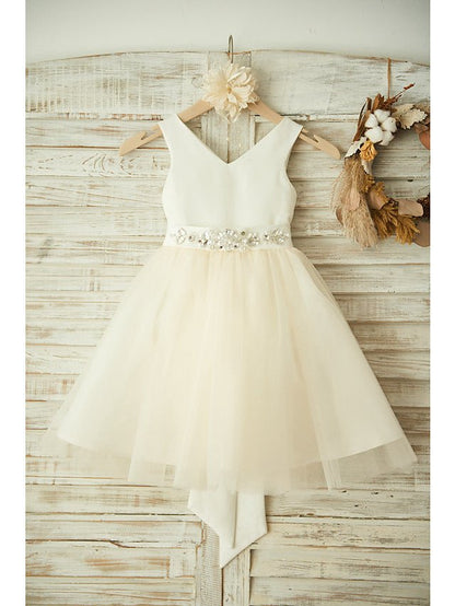 NumberSea - Ball Gown Satin Tulle Wedding Birthday Pageant Flower Girl Dresses