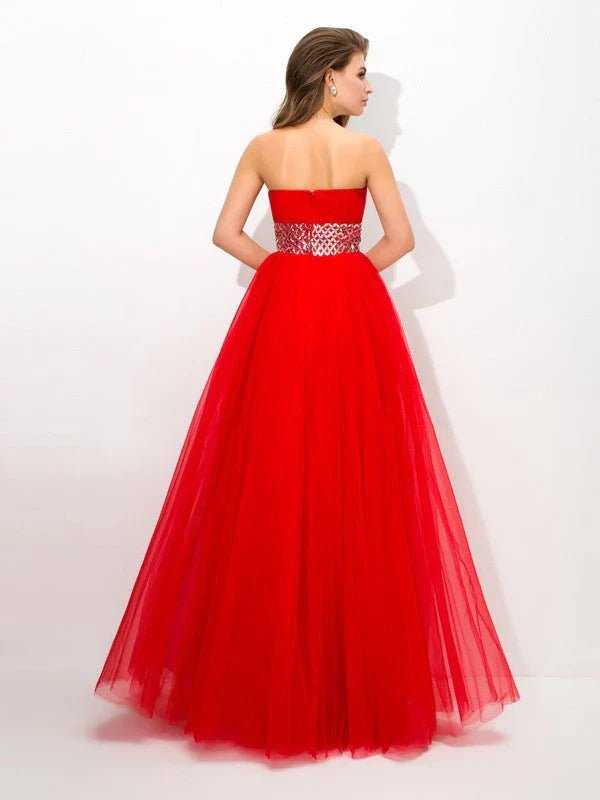 NumberSea - Ball Gown Strapless Beading Sleeveless Long Net Quinceanera Dresses