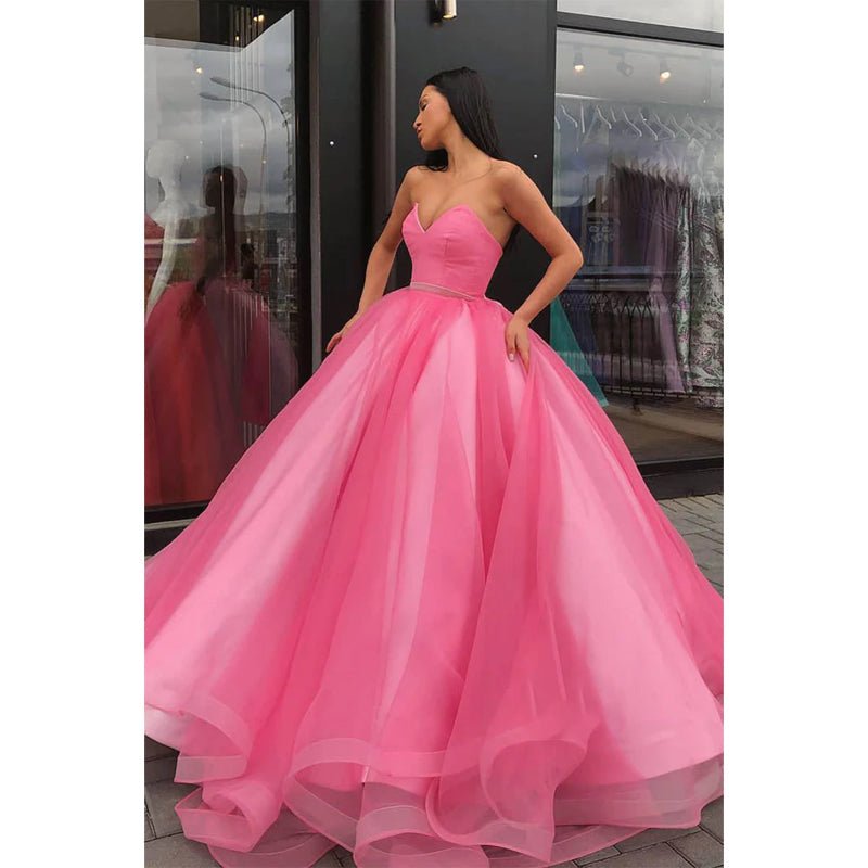 NumberSea - Ball Gown Strapless Long Prom Dress with Pockets Formal Evening Gowns