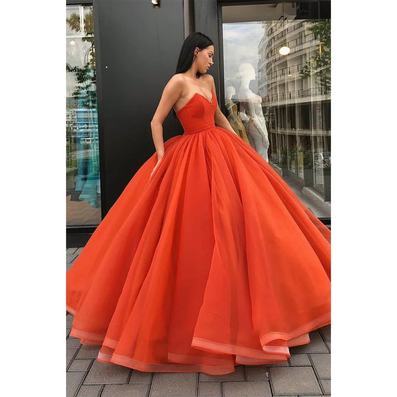 NumberSea - Ball Gown Strapless Long Prom Dress with Pockets Formal Evening Gowns