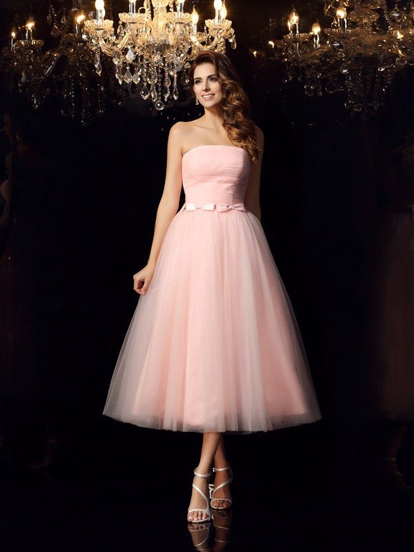 NumberSea - Ball Gown Strapless Sash/Ribbon/Belt Sleeveless Short Satin Quinceanera Dresses