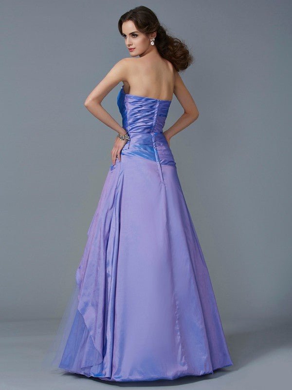 NumberSea - Ball Gown Strapless Sleeveless Beading Long Taffeta Quinceanera Dresses