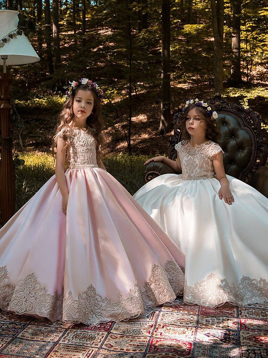 NumberSea - Ball Gown Sweep Brush Train Wedding Birthday Pageant Flower Girl Dresses