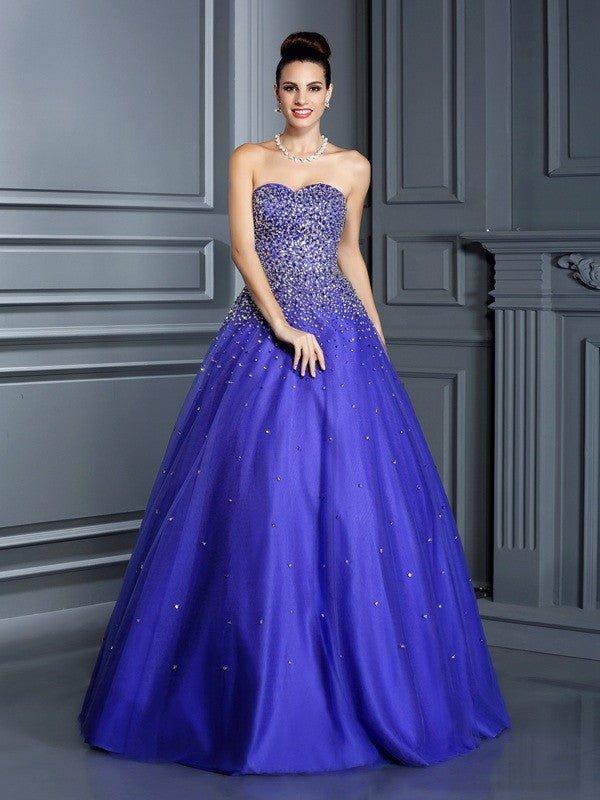 NumberSea - Ball Gown Sweetheart Beading Sleeveless Long Net Quinceanera Dresses