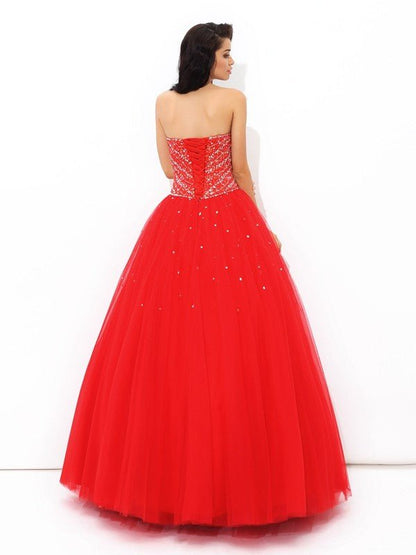 NumberSea - Ball Gown Sweetheart Beading Sleeveless Long Net Quinceanera Dresses