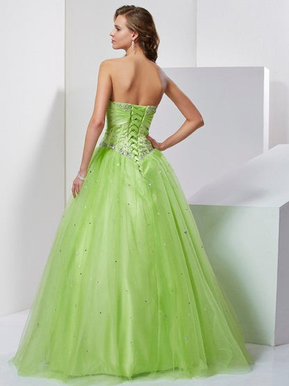 NumberSea - Ball Gown Sweetheart Beading Sleeveless Long Tulle Quinceanera Dresses