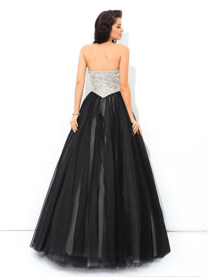 NumberSea - Ball Gown Sweetheart Paillette Sleeveless Long Net Quinceanera Dresses