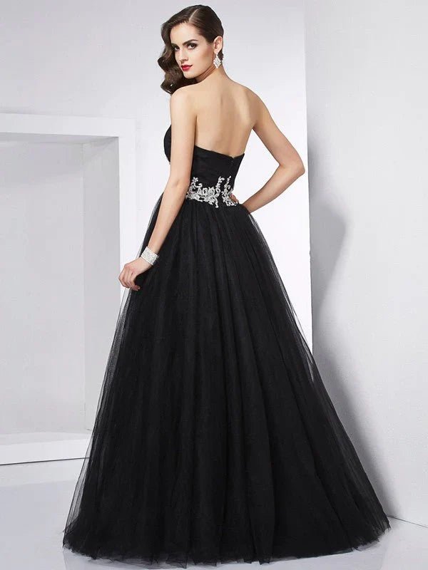 NumberSea - Ball Gown Sweetheart Sleeveless Applique Long Net Quinceanera Dresses