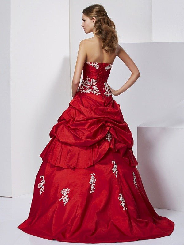 NumberSea - Ball Gown Sweetheart Sleeveless Beading Applique Long Taffeta Quinceanera Dresses