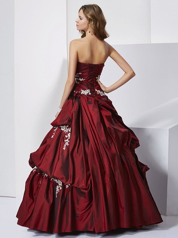 NumberSea - Ball Gown Sweetheart Sleeveless Beading Long Taffeta Quinceanera Dresses