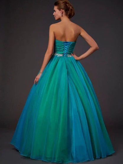 NumberSea - Ball Gown Sweetheart Sleeveless Long Beading Organza Quinceanera Dresses