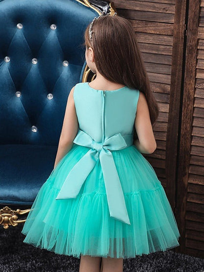 NumberSea - Ball Gown Tulle Sleeveless Jewel Neck Wedding Party Flower Girl Dresses