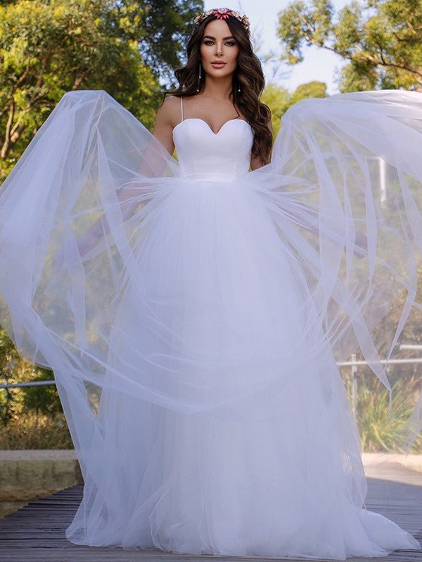 NumberSea - Ball Gown Tulle Sweetheart Sleeveless Sweep/Brush Train Wedding Dresses