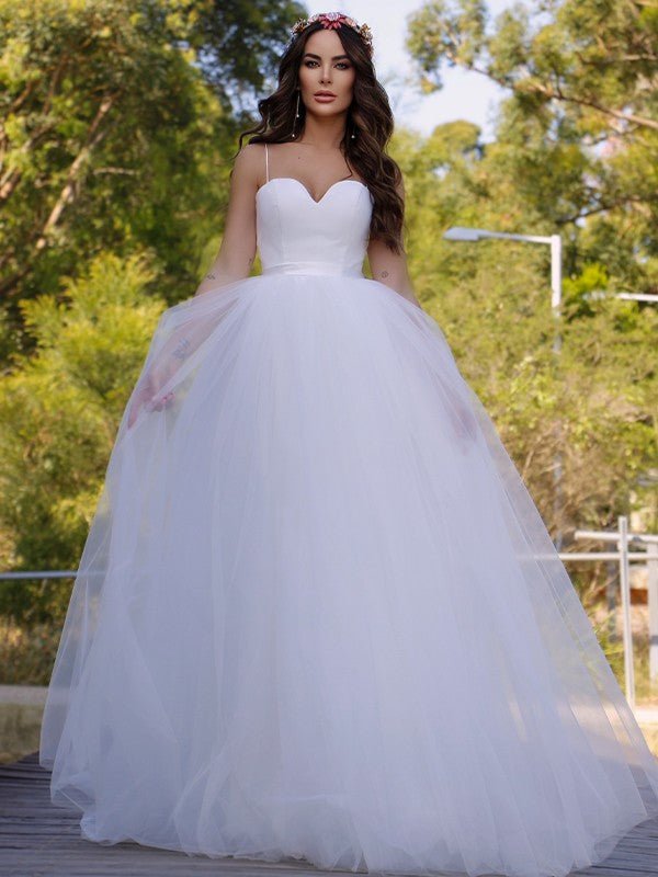 NumberSea - Ball Gown Tulle Sweetheart Sleeveless Sweep/Brush Train Wedding Dresses