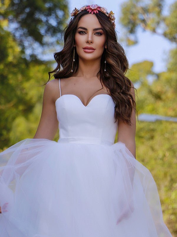 NumberSea - Ball Gown Tulle Sweetheart Sleeveless Sweep/Brush Train Wedding Dresses