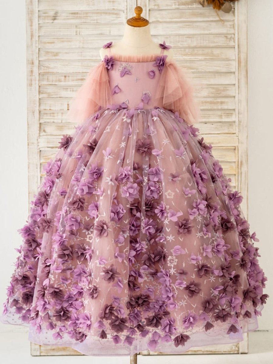 NumberSea - Ball - Gown/Princess 3D Flower Tulle Floor - length Dress