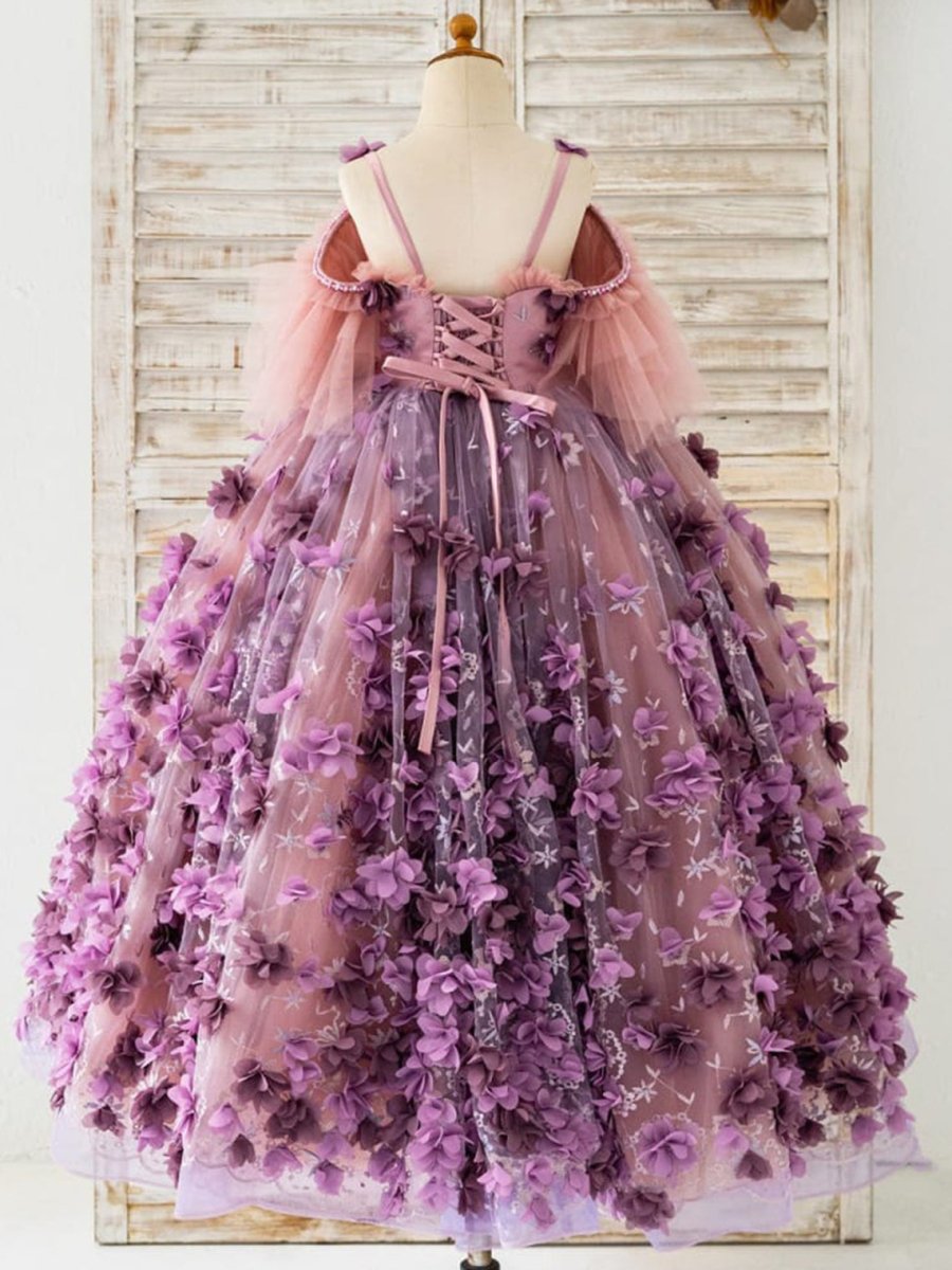 NumberSea - Ball - Gown/Princess 3D Flower Tulle Floor - length Dress