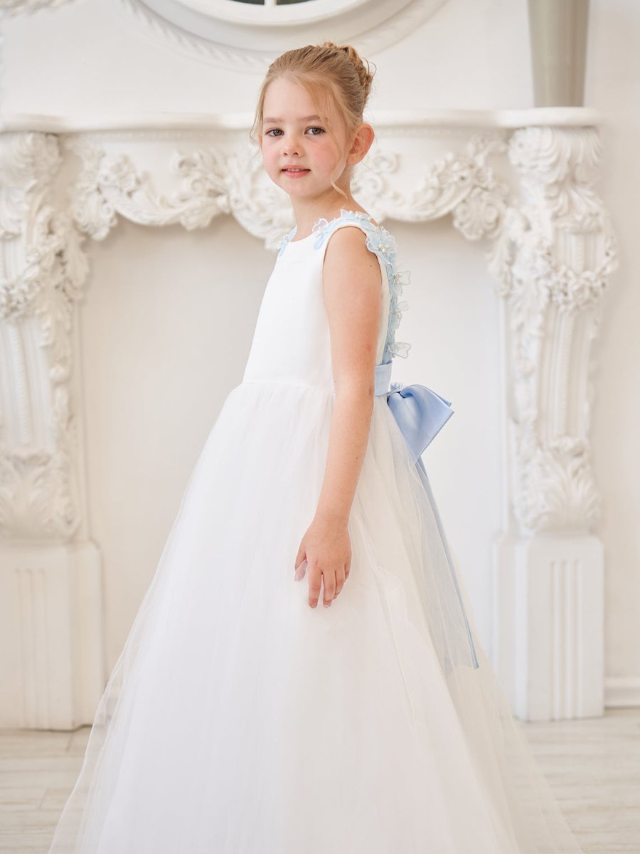 NumberSea - Ball - Gown/Princess 3d Flower Tulle Floor - length Ivory Flower Girl Dress