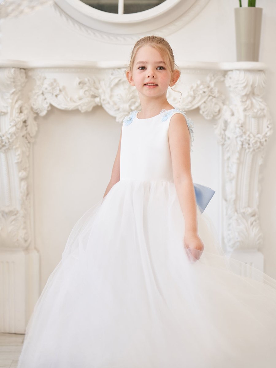 NumberSea - Ball - Gown/Princess 3d Flower Tulle Floor - length Ivory Flower Girl Dress