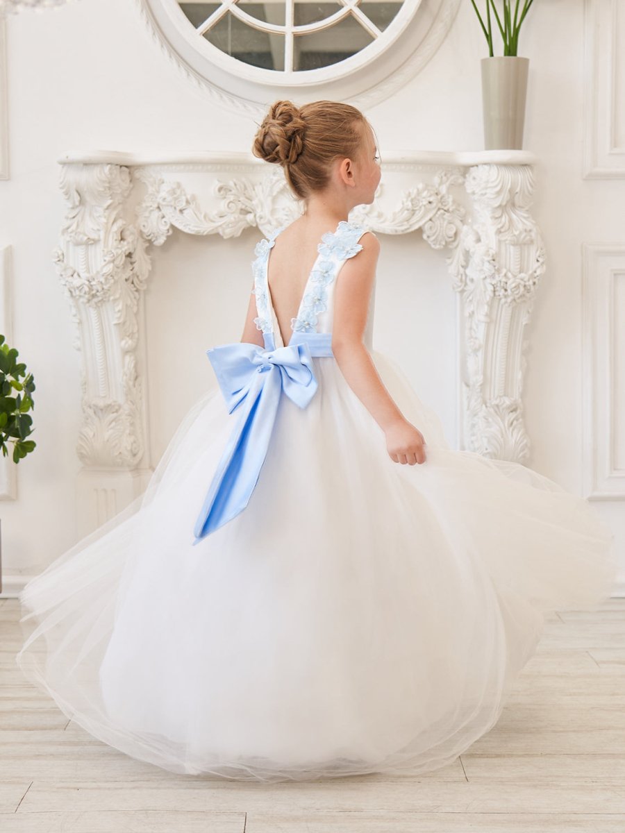 NumberSea - Ball - Gown/Princess 3d Flower Tulle Floor - length Ivory Flower Girl Dress