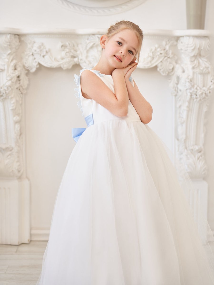 NumberSea - Ball - Gown/Princess 3d Flower Tulle Floor - length Ivory Flower Girl Dress