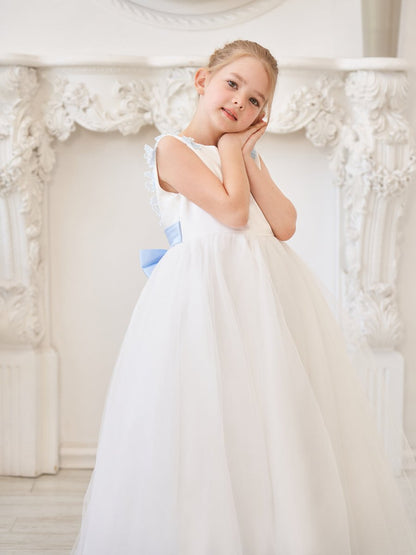 NumberSea - Ball - Gown/Princess 3d Flower Tulle Floor - length Ivory Flower Girl Dress